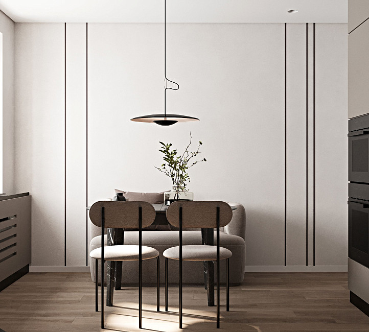 Кухня с пятиконечной конфигурацией в ЖК «Парковый квартал»