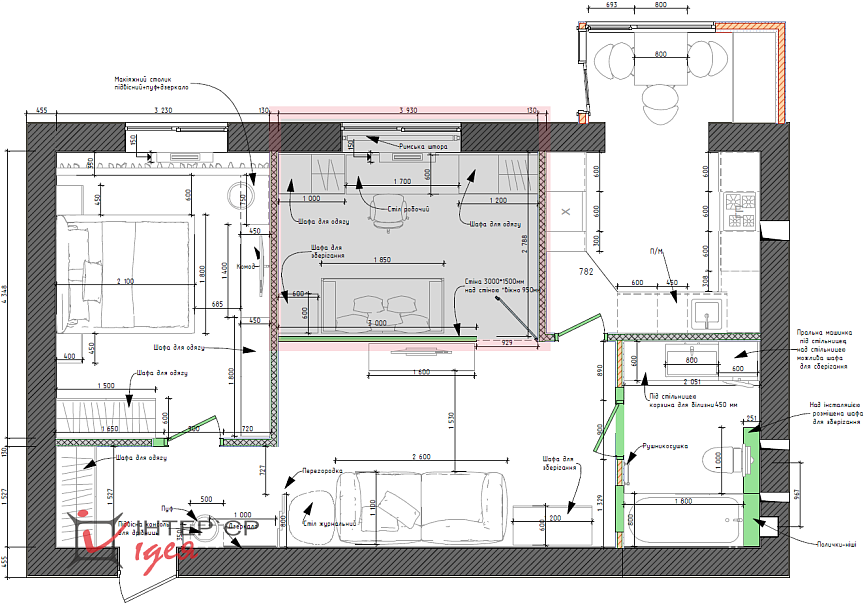Гостевая комната для молодой пары в ЖК «Андорра»