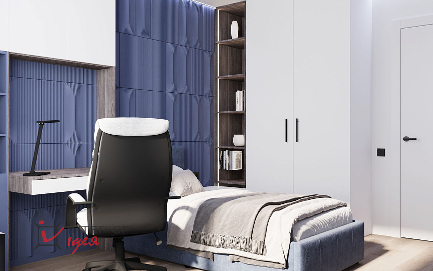 Детская с акцентным синим в ЖК «Парковый квартал»