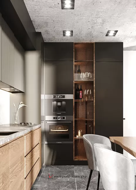 «Black. Kitchen. Wood». Кухня в ЖК &quot;Горизонт 3&quot;, г. Львов