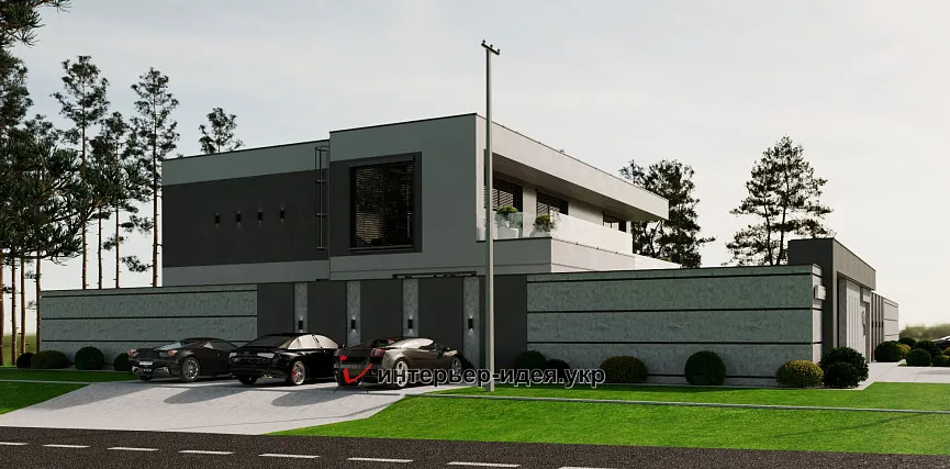 Дизайн фасада и ограждения в современном стиле