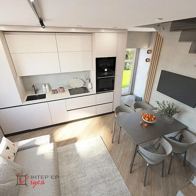 Кухня-студия 20 м² для молодой пары