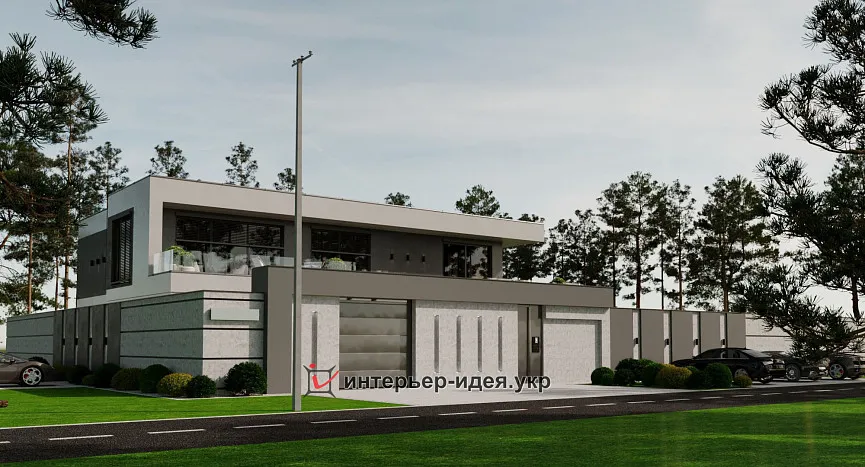 Дизайн фасада и ограждения в современном стиле