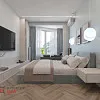 Гостевая спальня в мягких голубых тонах
