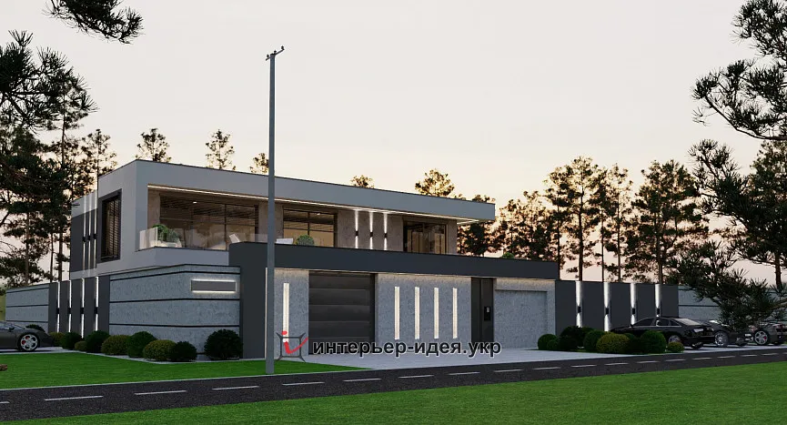 Дизайн фасада и ограждения в современном стиле