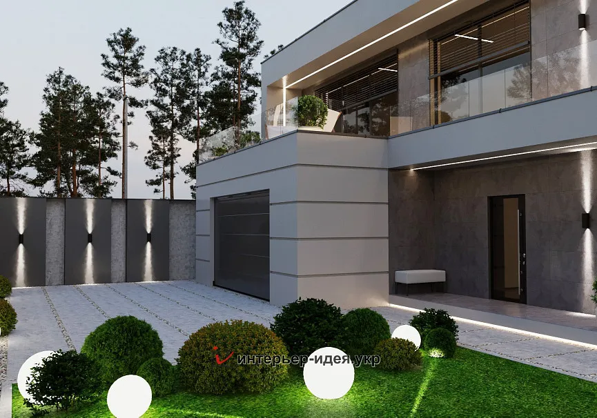 Дизайн фасада и ограждения в современном стиле