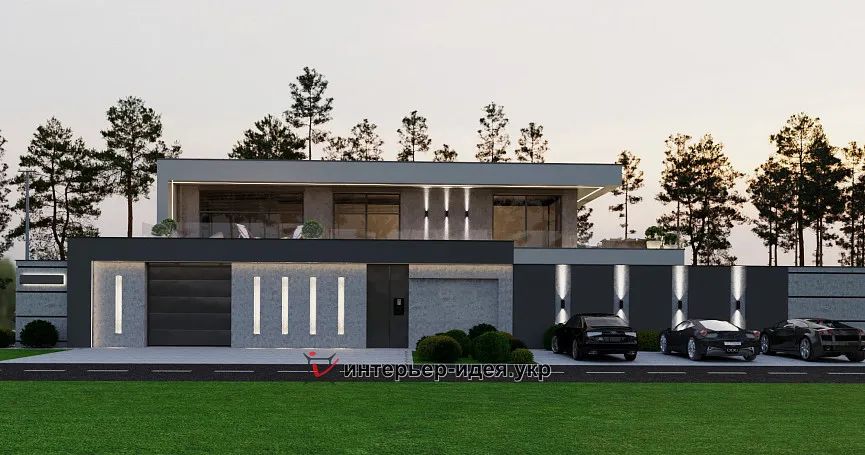 Дизайн фасада и ограждения в современном стиле