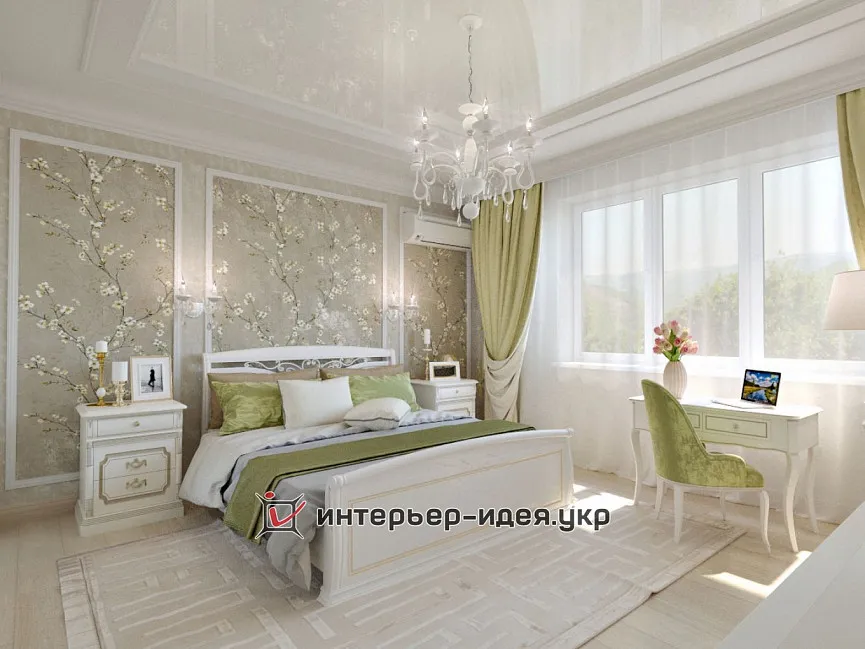 Дизайн спальни &quot;Серебро&quot; в классическом стиле
