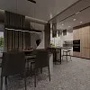 Вдали от суеты. Уютная кухня-гостиная в почти минималистичном стиле