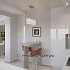 Дизайн кухни белого цвета с клубничным декором