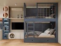 Стильная детская для мальчика, 17 м2. Дизайн ДЕТСКОЙ КОМНАТЫ