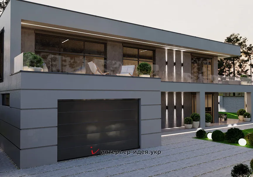 Дизайн фасада и ограждения в современном стиле