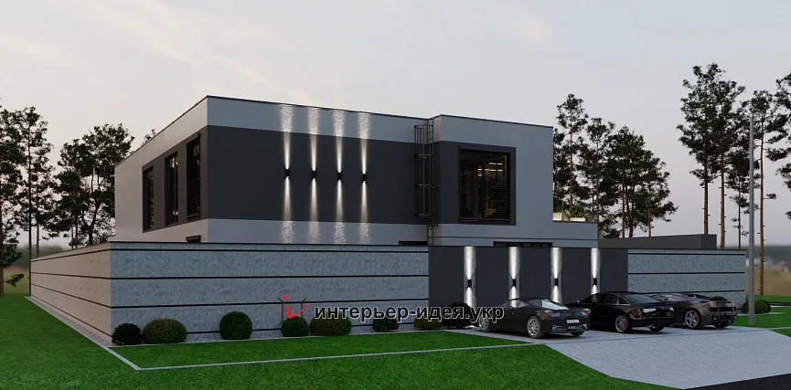 Дизайн фасада и ограждения в современном стиле