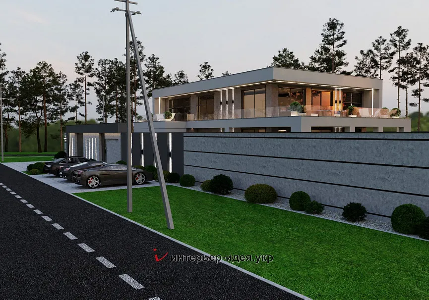 Дизайн фасада и ограждения в современном стиле