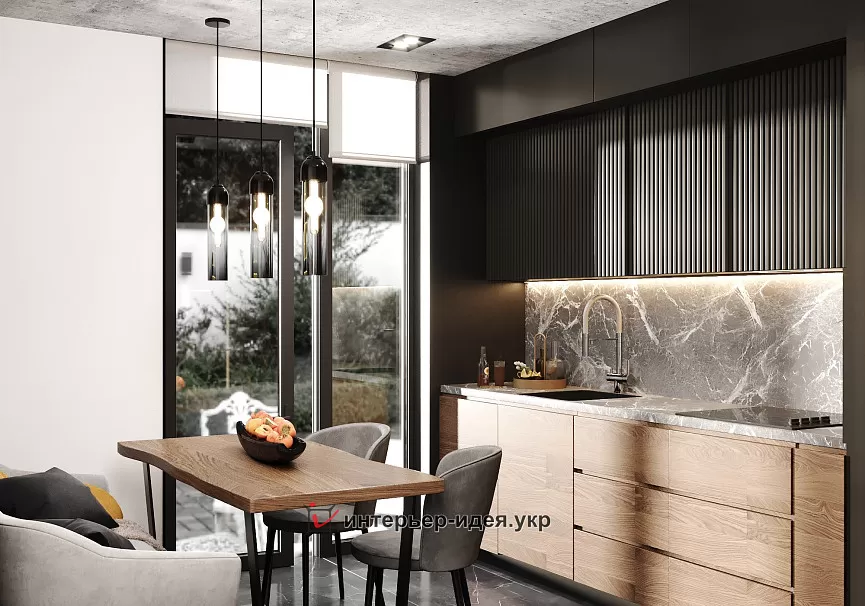 «Black. Kitchen. Wood». Кухня в ЖК &quot;Горизонт 3&quot;, г. Львов