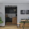Кухня с балконом в изысканном лофте