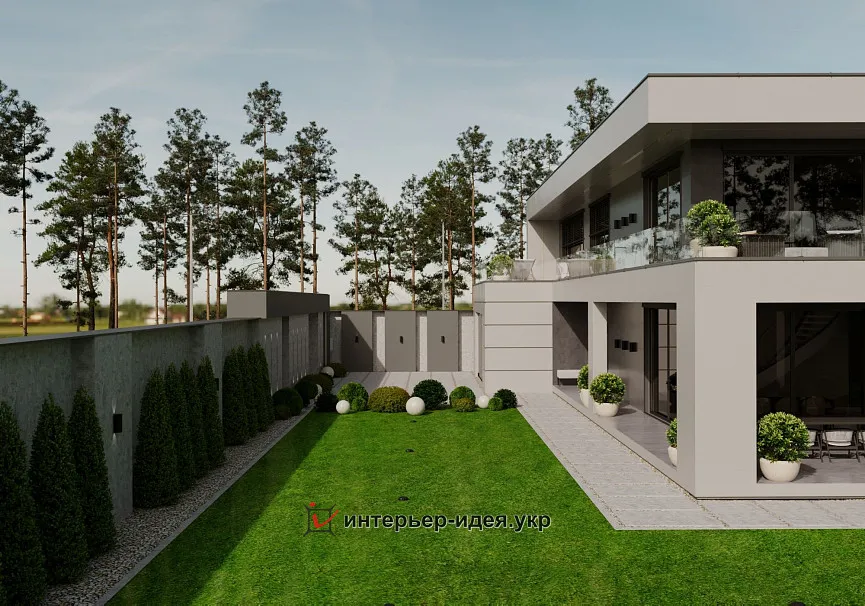 Дизайн фасада и ограждения в современном стиле