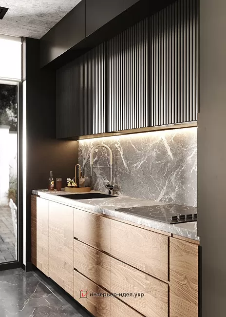«Black. Kitchen. Wood». Кухня в ЖК &quot;Горизонт 3&quot;, г. Львов