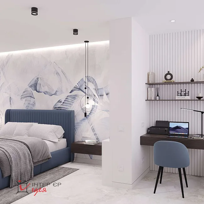 Спальня с гардеробной комнатой, 24 м.кв