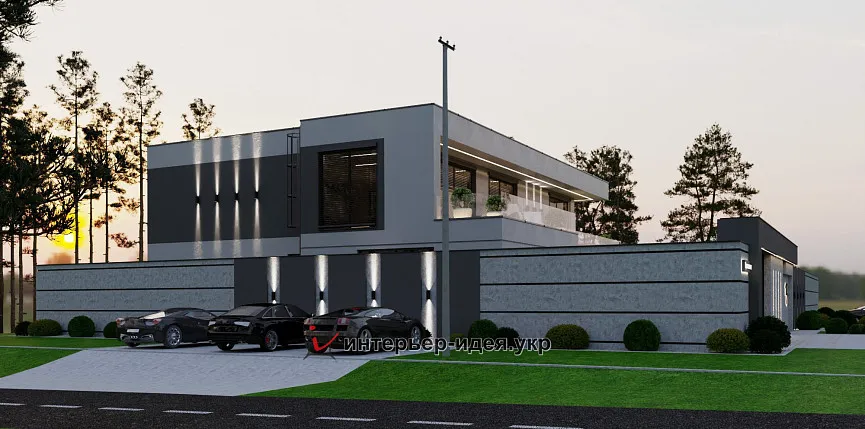 Дизайн фасада и ограждения в современном стиле