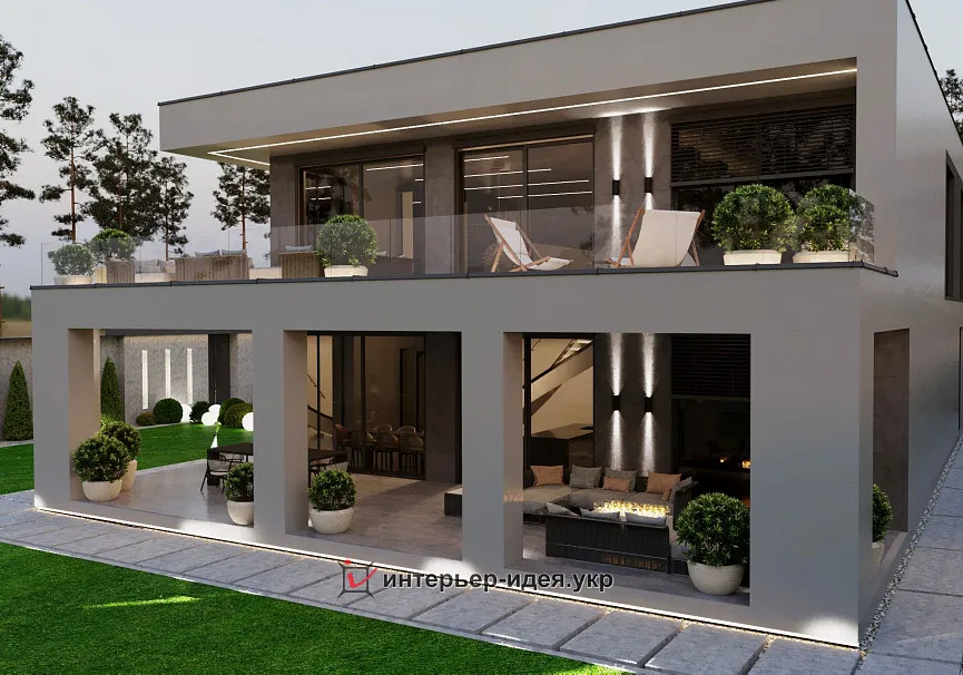 Дизайн фасада и ограждения в современном стиле