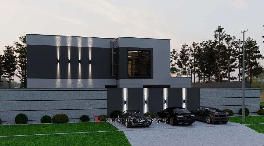 Дизайн фасада и ограждения в современном стиле