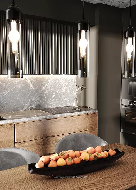 «Black. Kitchen. Wood». Кухня в ЖК &quot;Горизонт 3&quot;, г. Львов