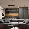 Контрастная кухня-гостиная в стиле контемпорари
