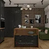 Кухня с балконом в изысканном лофте